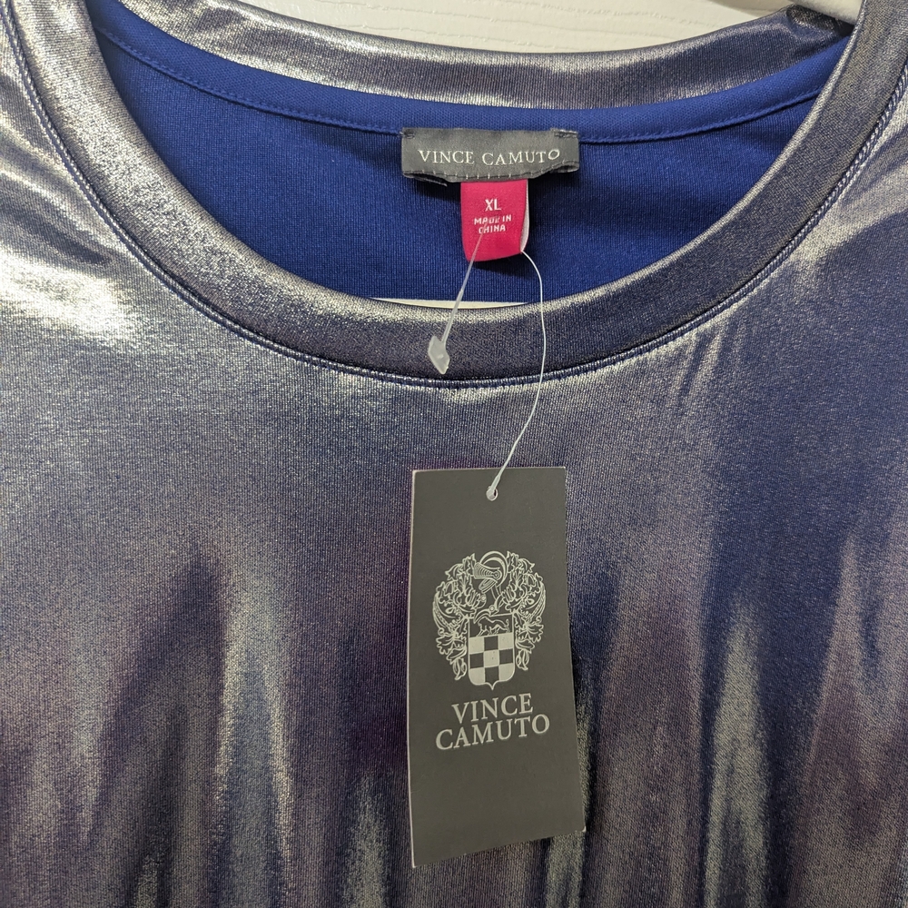 Metallic Silver Short Sleeve Women’s Top - Picture 5 of 5